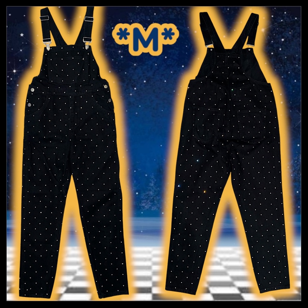 NWT: WeWoreWhat -Black Sequin-Embellished Overalls (SIZE: MEDIUM)